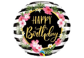Birthday - Hibiscus & Stripes - 18 inch - Qualatex