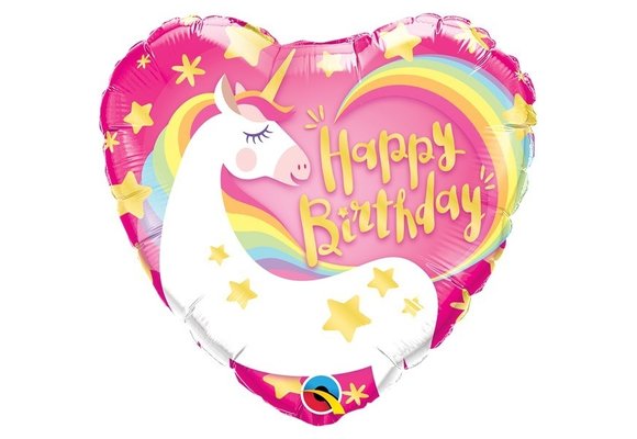 Heart - Birthday - Magical Unicorn - 18 inch - Qualatex