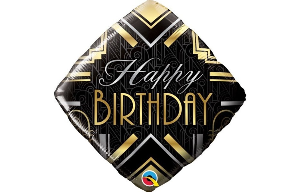 Birthday Art Deco Black/Gold - Q18"/45cm