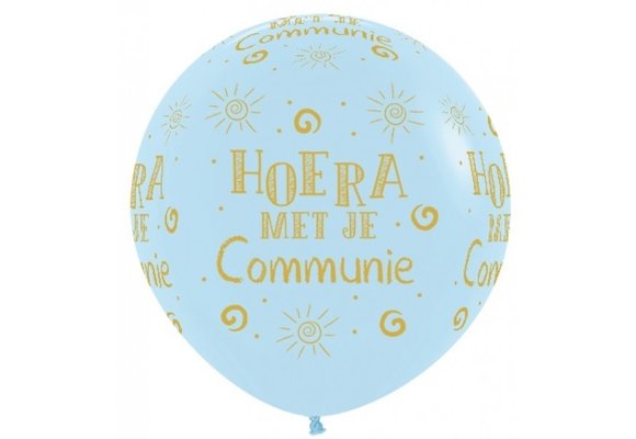 Sempertex 36 inch  - Hoera met je Communie - Pastel Matte Blue 640 - 2 ct