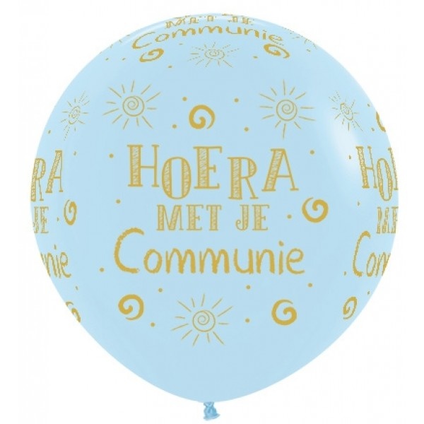 Sempertex 36 inch  - Hoera met je Communie - Pastel Matte Blue 640 - 2 stuks