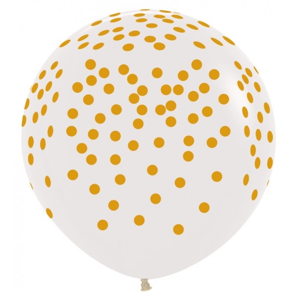 Sempertex 36 inch - Confetti Gold Print - Clear 390