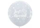 Sempertex 36 inch  - Just Married Hearts - Pearl White - 2 ct
