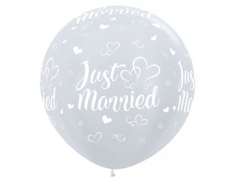 Sempertex 36 inch  - Just Married Hearts - Pearl White - 2 ct