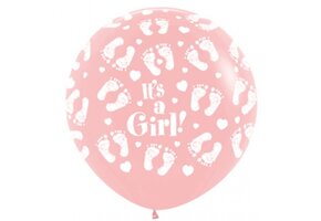 Sempertex 36 inch  - It's A Girl Footprint- Pink - 2 ct