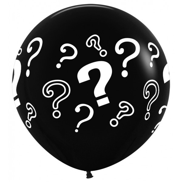 Sempertex 36 inch  - Question Marks / He or She - Black 080 - 2 pieces