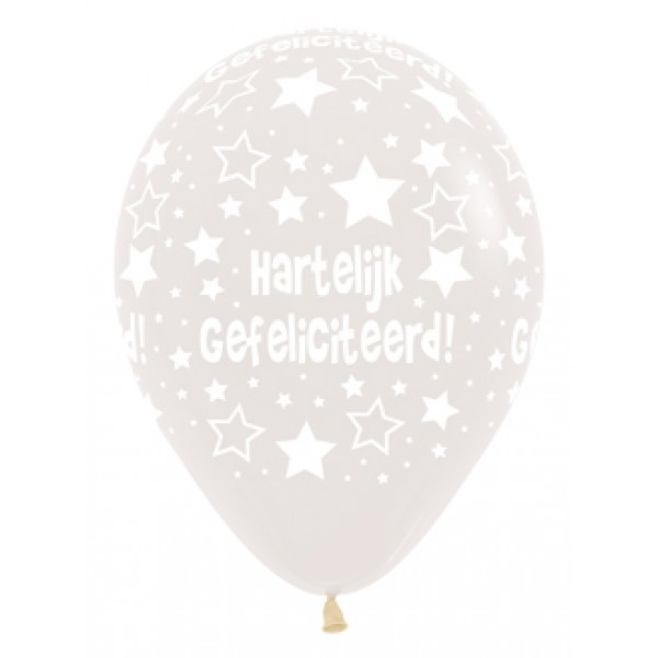 Sempertex 12 inch  - Hartelijk Gefeliciteerd - Clear 390 - 25 pieces