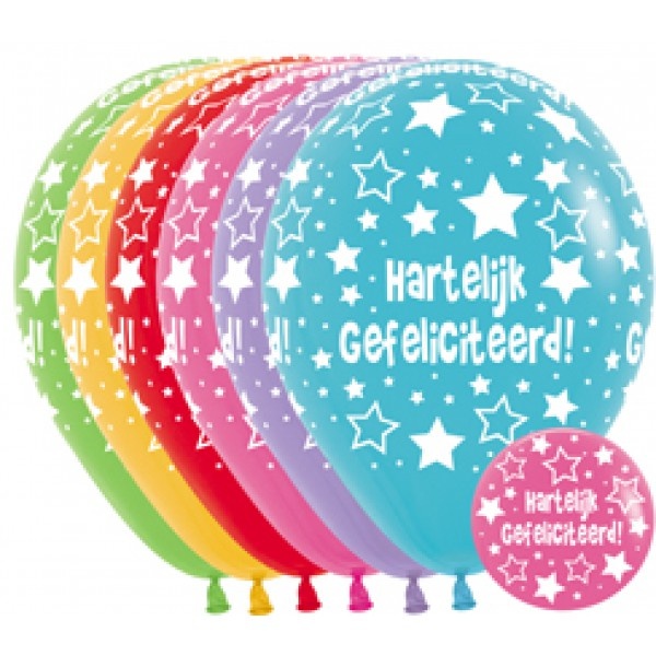 Sempertex 12 inch  - Hartelijk Gefeliciteerd - Assortiment 000