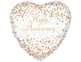 Sparkling Fizz - Happy Anniversary - White/R. Gold - O18"/4