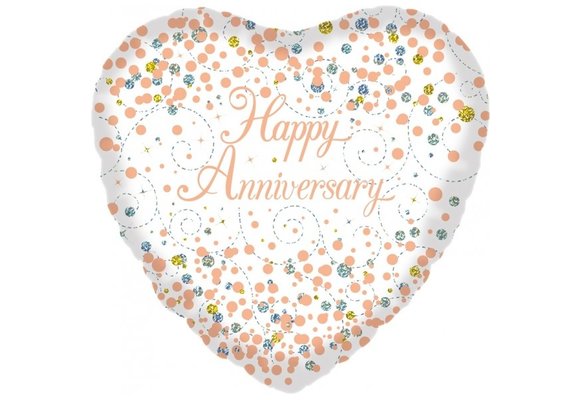 Sparkling Fizz - Happy Anniversary - White/R. Gold - O18"/4