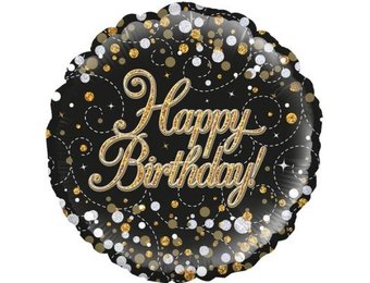 Sparkling Fizz - Birthday - Black/Gold - O18"/45cm