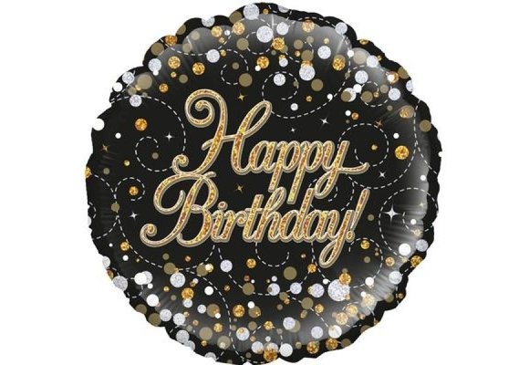 Sparkling Fizz - Birthday - Black/Gold - 18 inch - Oaktree