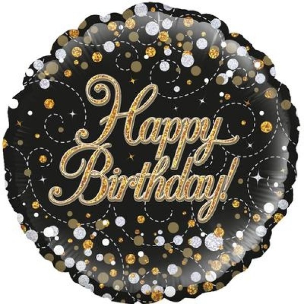 Sparkling Fizz - Birthday - Black/Gold - 18 inch - Oaktree