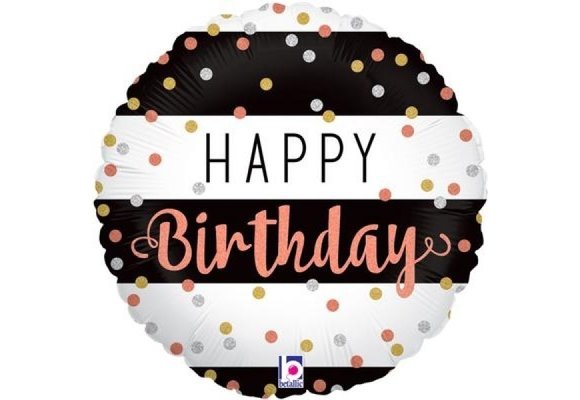 SALE > Birthday - Black&White Stripes - 18 inch - Oaktree