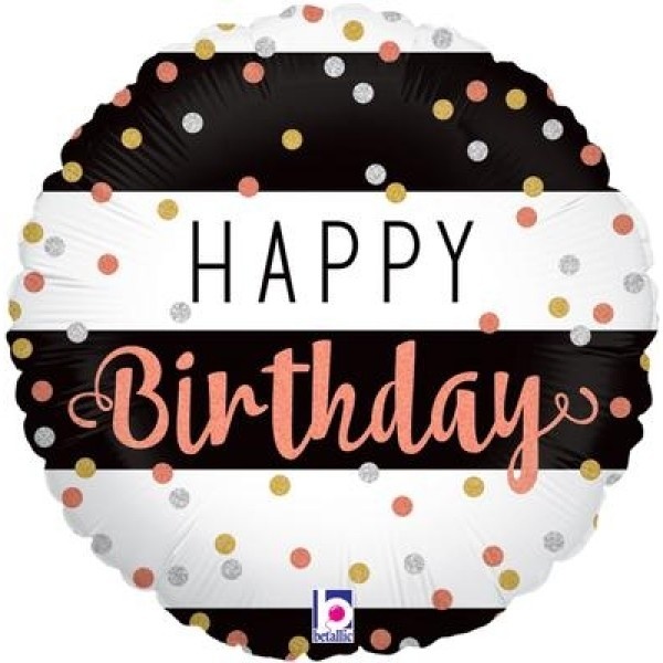 Birthday Black&White Stripes Holographic Dots - O18"/45