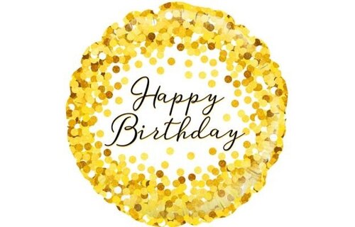 Birthday Gold Sparkle - O18"/45cm