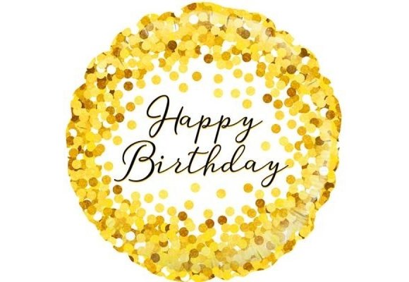 Birthday Gold Sparkle - O18"/45cm