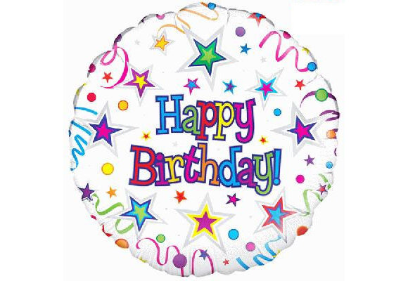 Happy Birthday Ribbons & Stars - O18"/45cm