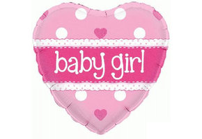 Baby Girl Heart Holograpic - 18 inch - Oaktree
