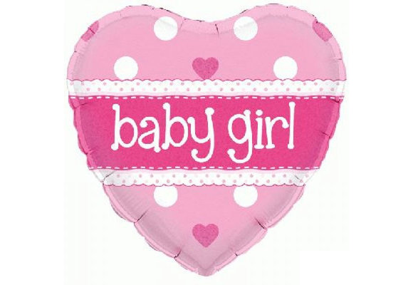 Baby Girl Heart Holograpic - 18 inch - Oaktree