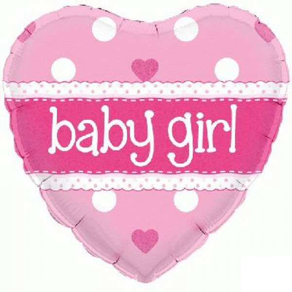 Baby Girl Heart Holograpic - 18 inch - Oaktree
