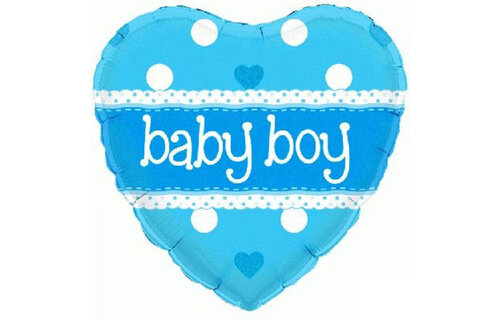 Baby Boy Heart Holograpic - O18"/45cm