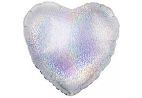 Heart - Glittering Holographic Silver - 18 inch - Oaktree