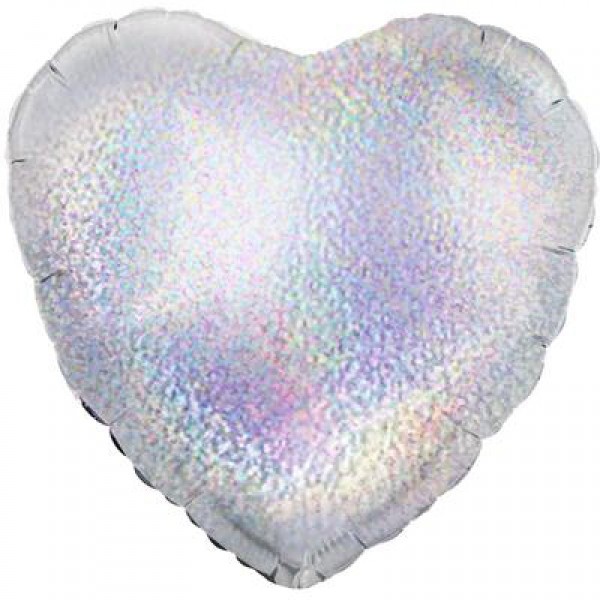 Heart - Glittering Holographic Silver - 18 inch - Oaktree