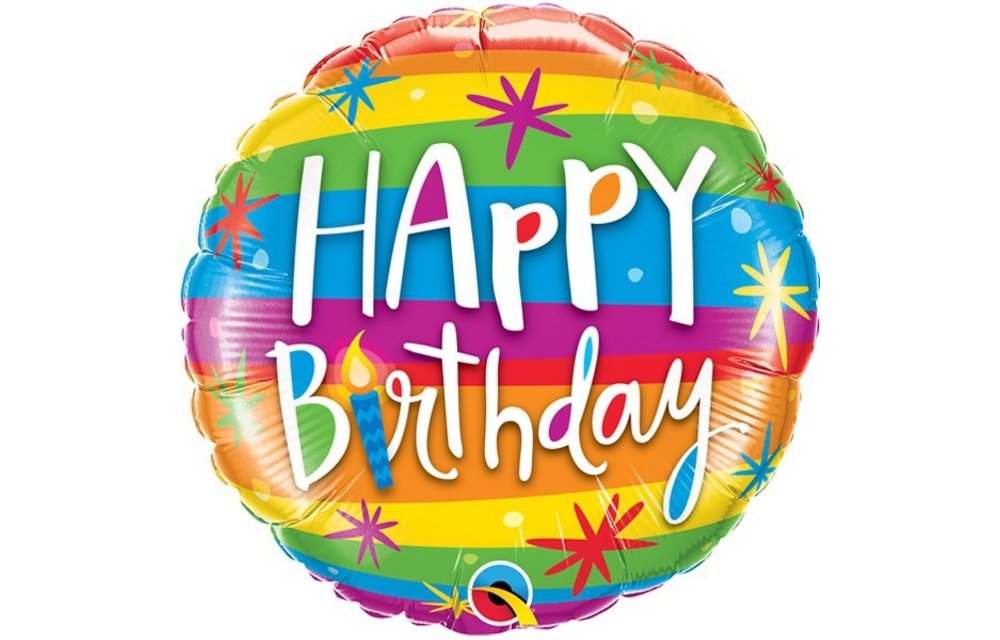 Birthday Rainbow Stripes - 18 inch - Qualatex