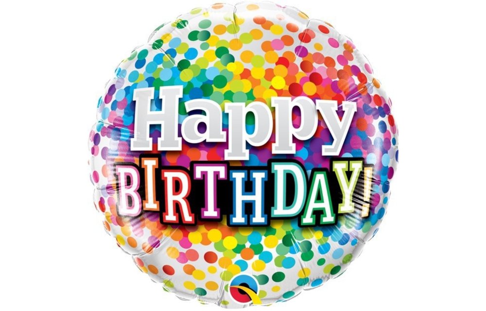 Birthday - Rainbow Confetti - 18 inch - Qualatex