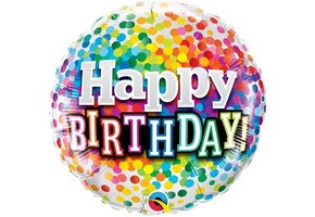 Birthday - Rainbow Confetti - 18 inch - Qualatex