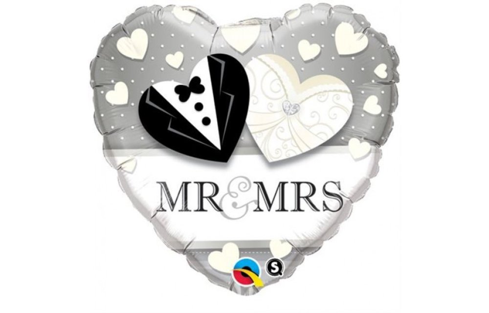 Heart - Mr & Mrs Wedding - 18 inch - Qualatex