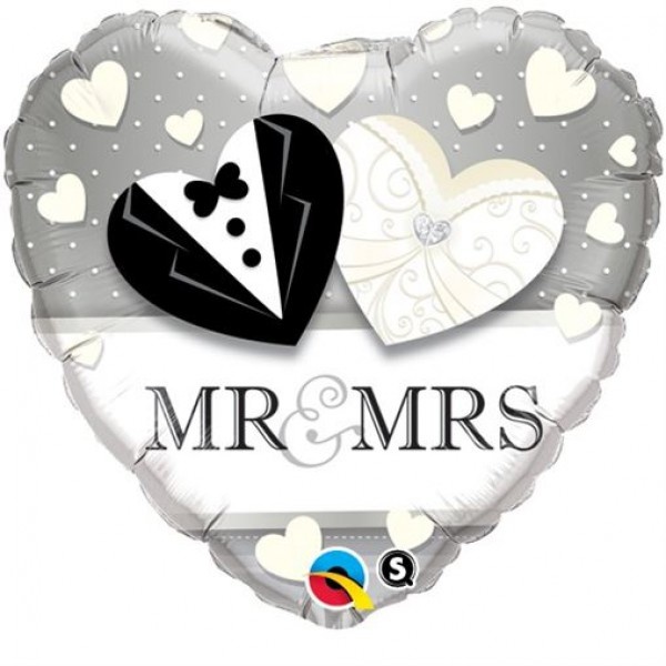 Heart - Mr & Mrs Wedding - 18 inch - Qualatex