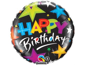 Birthday - Brilliant Stars Black - 18 inch - Qualatex