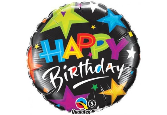 Birthday - Brilliant Stars Black - 18 inch - Qualatex