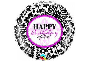 Happy Birthday Elegant Damask - Q18"/45cm