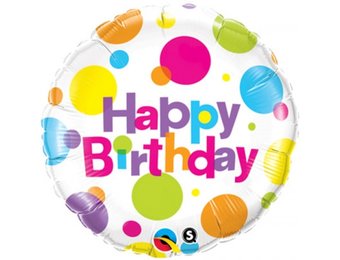 Birthday - Big Polka Dots - 18 inch - Qualatex