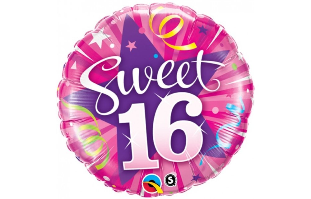 Birthday Shining Star Sweet 16 Pink - Q18"/45cm