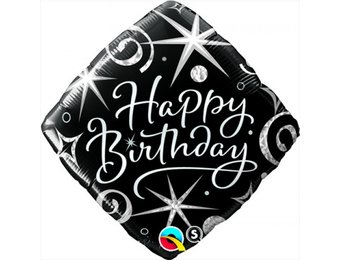 Square - Elegant Sparkles & Swirls - Birthday - Q18"/45cm