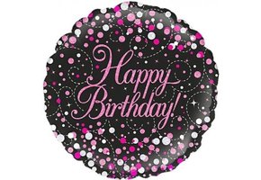 Sparkling Fizz - Birthday - Black & Pink - O18"/45cm