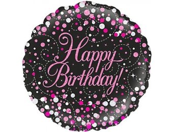 SALE > Sparkling Fizz - Birthday - Black & Pink - O18"/45cm