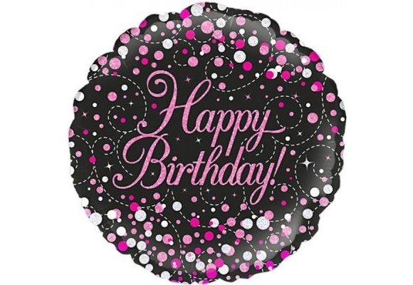 SALE > Sparkling Fizz - Birthday - Black & Pink - 18 inch.