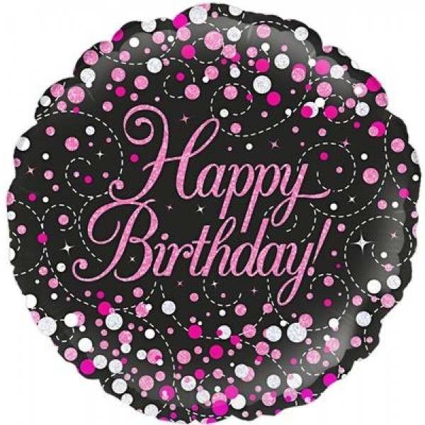 Sparkling Fizz - Birthday - Black & Pink - O18"/45cm