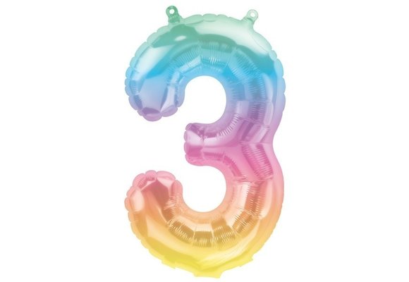 SALE > Cijfer Rainbow 3 - 16"/40cm zelfsluitend