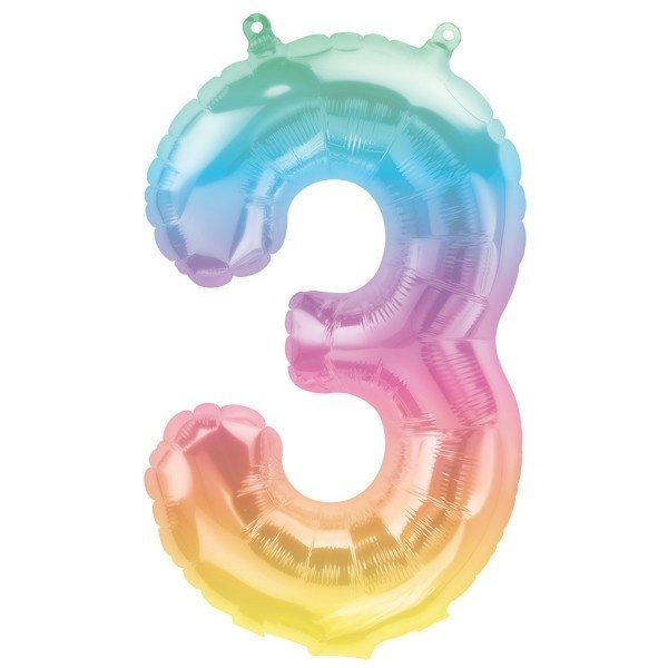 Cijfer Mini Rainbow 3 - 16"/40cm zelfsluitend