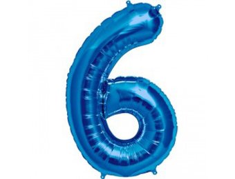 Cijfer Mini Blue 6 - 16"/40cm zelfsluitend