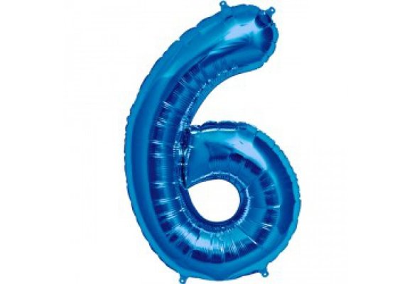 Cijfer Mini Blue 6 - 16"/40cm zelfsluitend