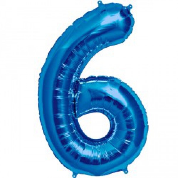 Cijfer Mini Blue 6 - 16"/40cm zelfsluitend