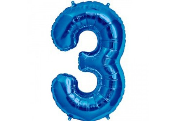 Cijfer Mini Blue 3 - 16"/40cm zelfsluitend