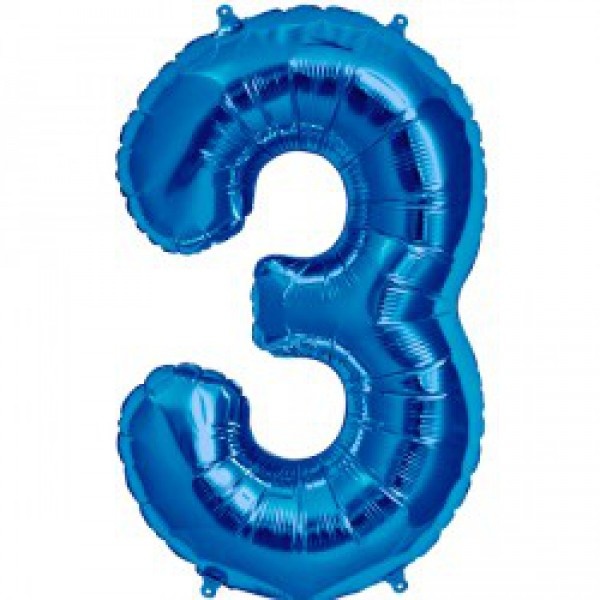 Cijfer Mini Blue 3 - 16"/40cm zelfsluitend